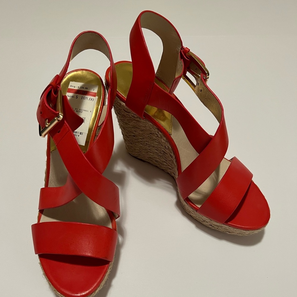 Michael Kors Red wedge espadrille sandal